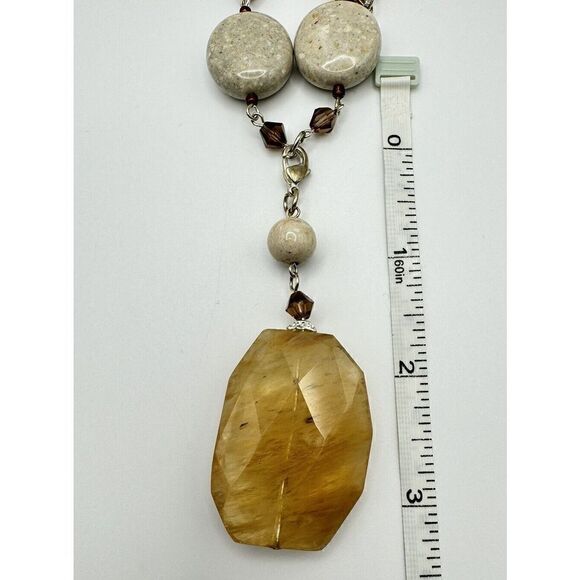 Premier Designs Sand Dune Retired Boho Necklace Natural Stones Removable Pendant - Picture 6 of 7
